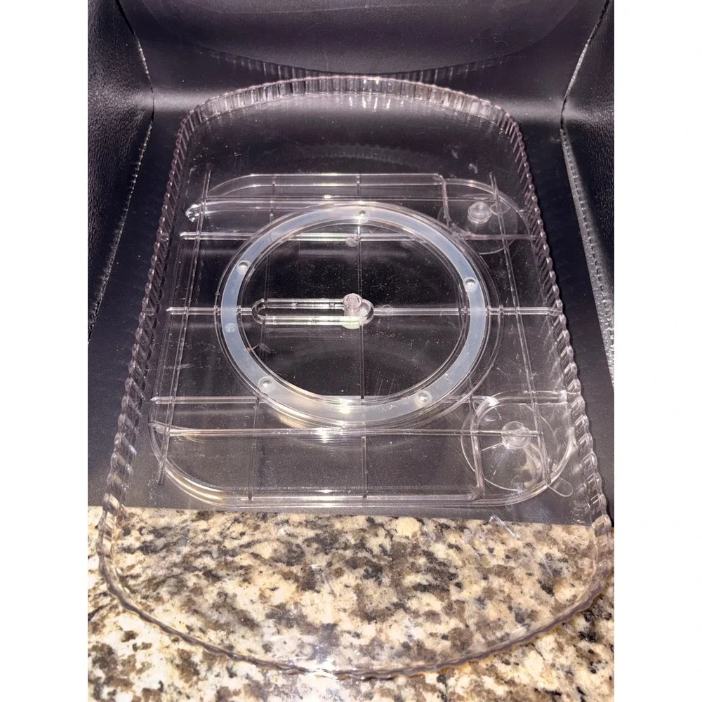 Rectangular Refrigerator Turntable Clear Rotating Lazy Susan Organizer 15.4in